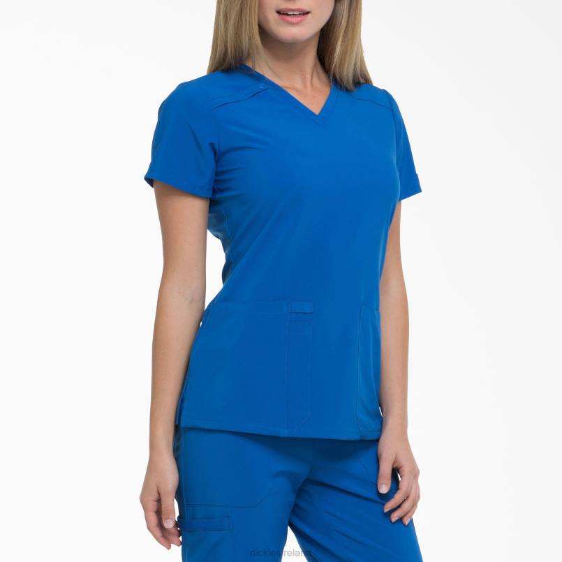 Dickies Women EDS Essentials V-Neck Scrub Top Royal Blue (RB) N80J2457 Apparel