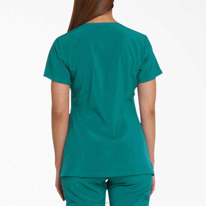 Dickies Women EDS Essentials V-Neck Scrub Top Teal (DTL) N80J2447 Apparel