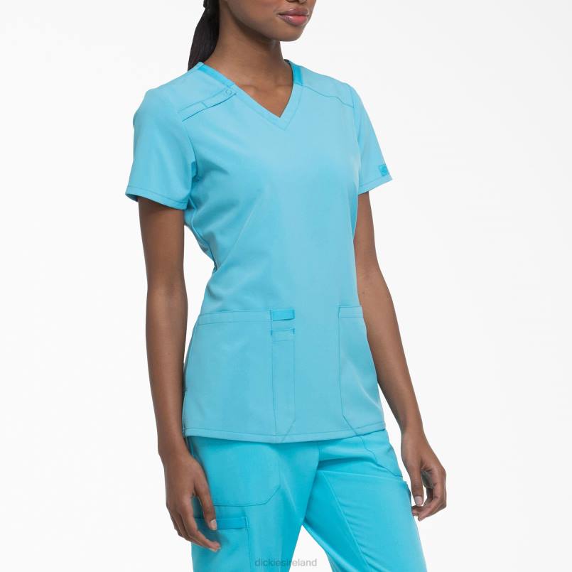 Dickies Women EDS Essentials V-Neck Scrub Top Turquoise (TQ) N80J2459 Apparel