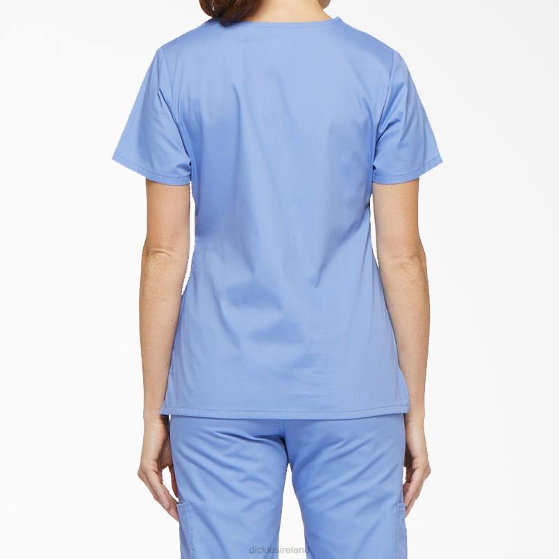 Dickies Women EDS Signature Mock Wrap Scrub Top Ceil Blue (CBL) N80J2613 Apparel