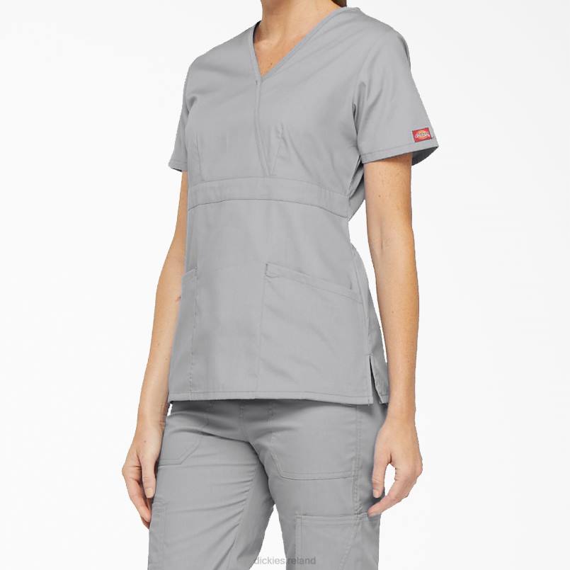 Dickies Women EDS Signature Mock Wrap Scrub Top Gray (GY) N80J2619 Apparel