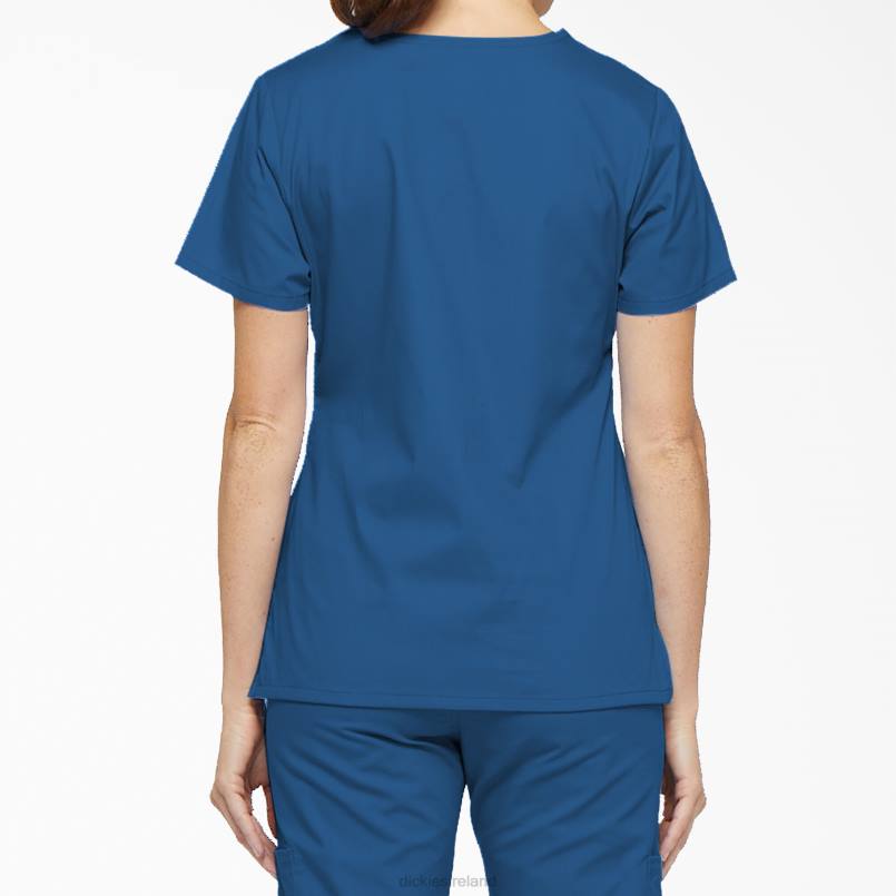 Dickies Women EDS Signature Mock Wrap Scrub Top Royal Blue (RB) N80J2624 Apparel