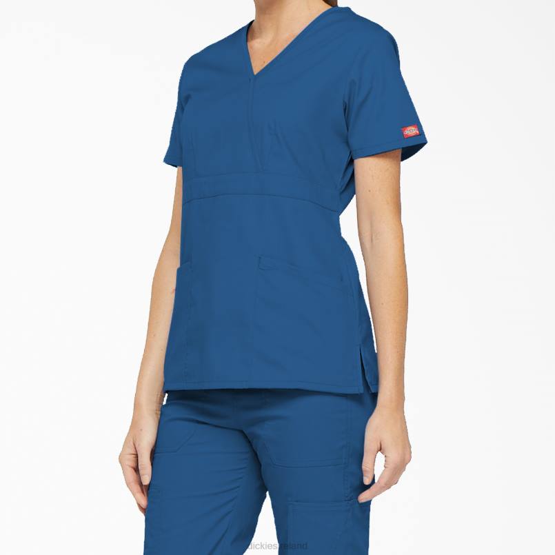 Dickies Women EDS Signature Mock Wrap Scrub Top Royal Blue (RB) N80J2624 Apparel