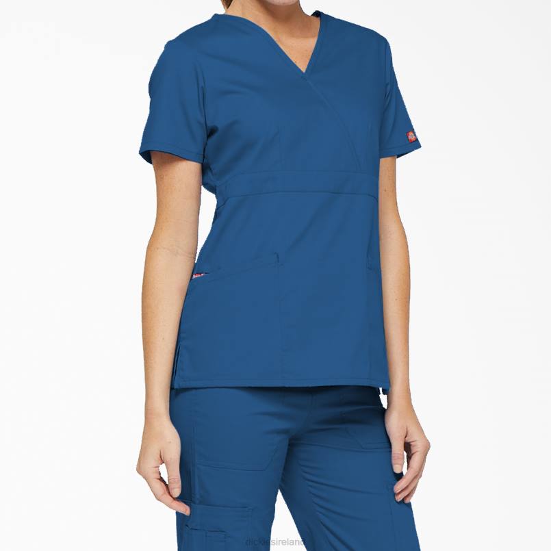 Dickies Women EDS Signature Mock Wrap Scrub Top Royal Blue (RB) N80J2624 Apparel