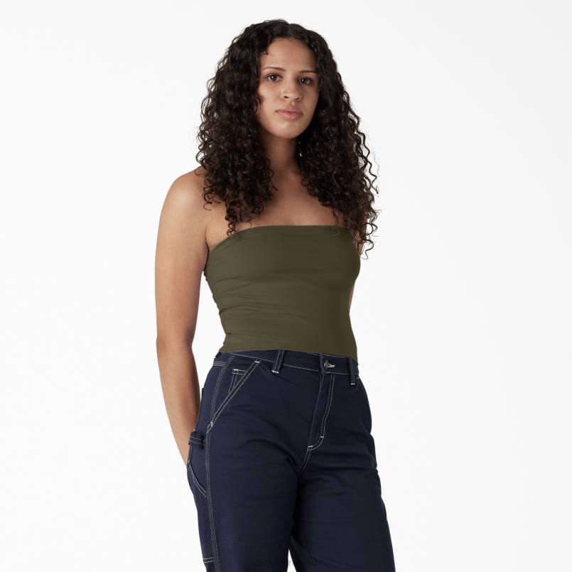 Dickies Women Knit Tube Top Military Green (ML) N80J2168 Apparel