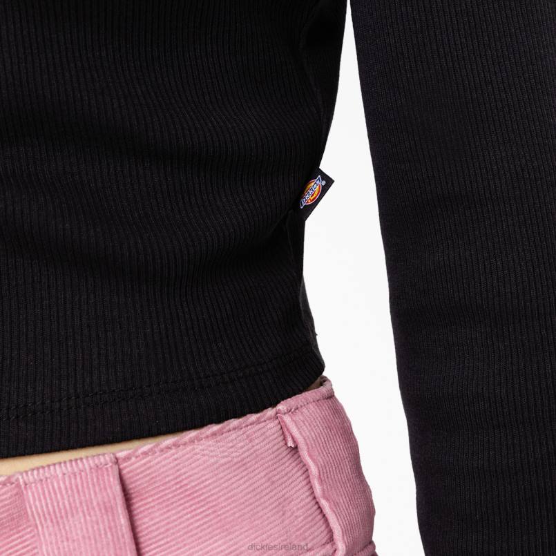 Dickies Women Tallasee Long Sleeve Cropped Polo Black (KBK) N80J2200 Apparel