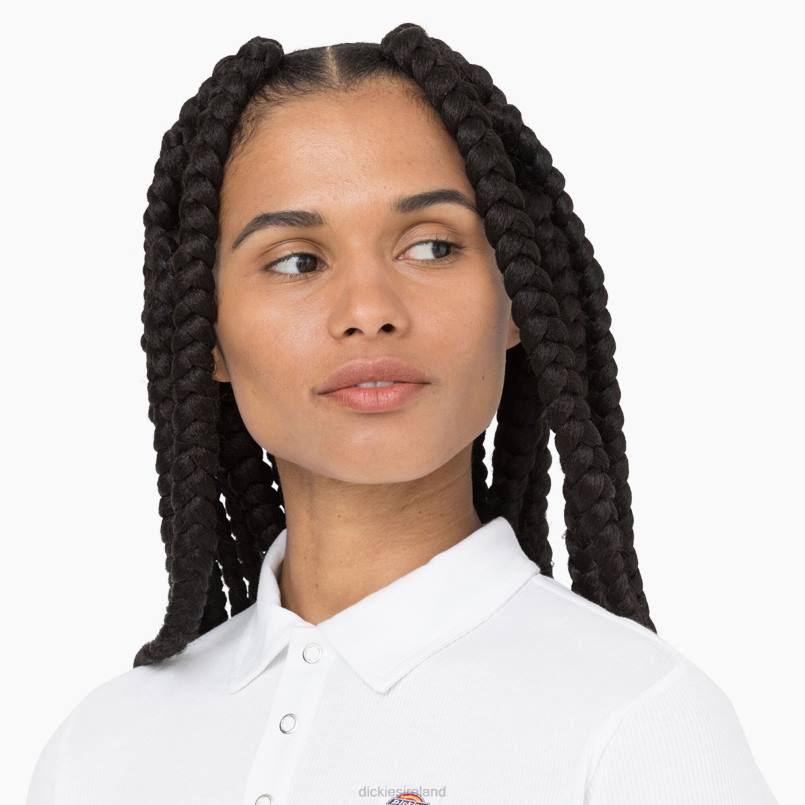 Dickies Women Tallasee Short Sleeve Cropped Polo White (WH) N80J2130 Apparel