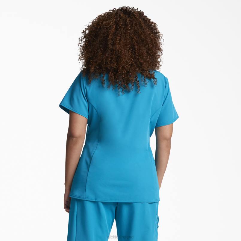 Dickies Women Xtreme Stretch V-Neck Scrub Top Teal (DTL) N80J2464 Apparel