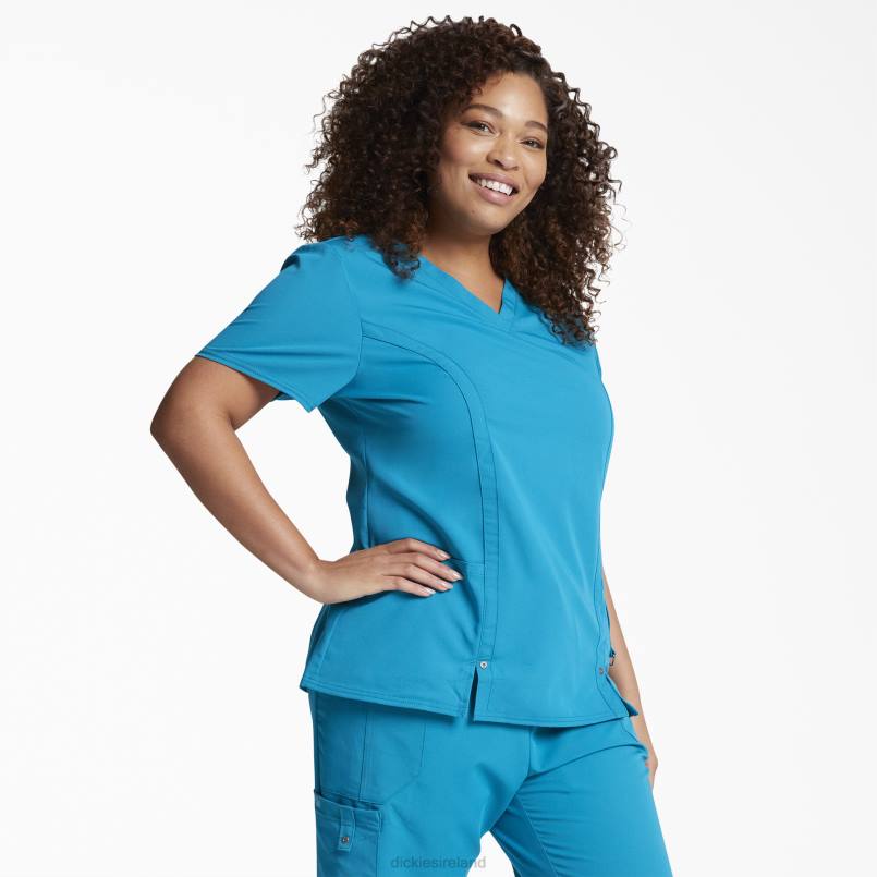 Dickies Women Xtreme Stretch V-Neck Scrub Top Teal (DTL) N80J2464 Apparel