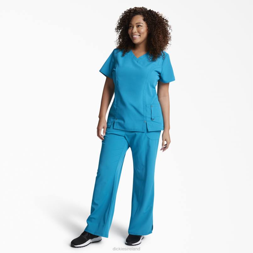 Dickies Women Xtreme Stretch V-Neck Scrub Top Teal (DTL) N80J2464 Apparel