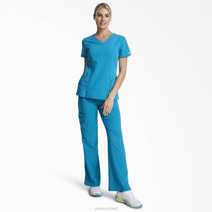 Dickies Women Xtreme Stretch V-Neck Scrub Top Teal (DTL) N80J2464 Apparel