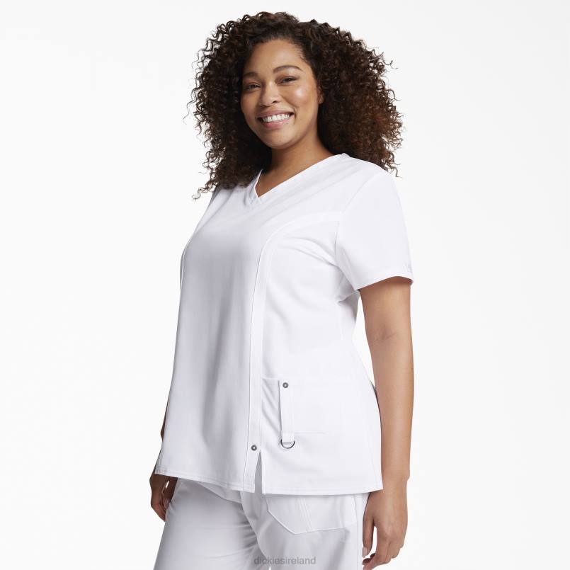 Dickies Women Xtreme Stretch V-Neck Scrub Top White (DWH) N80J2465 Apparel