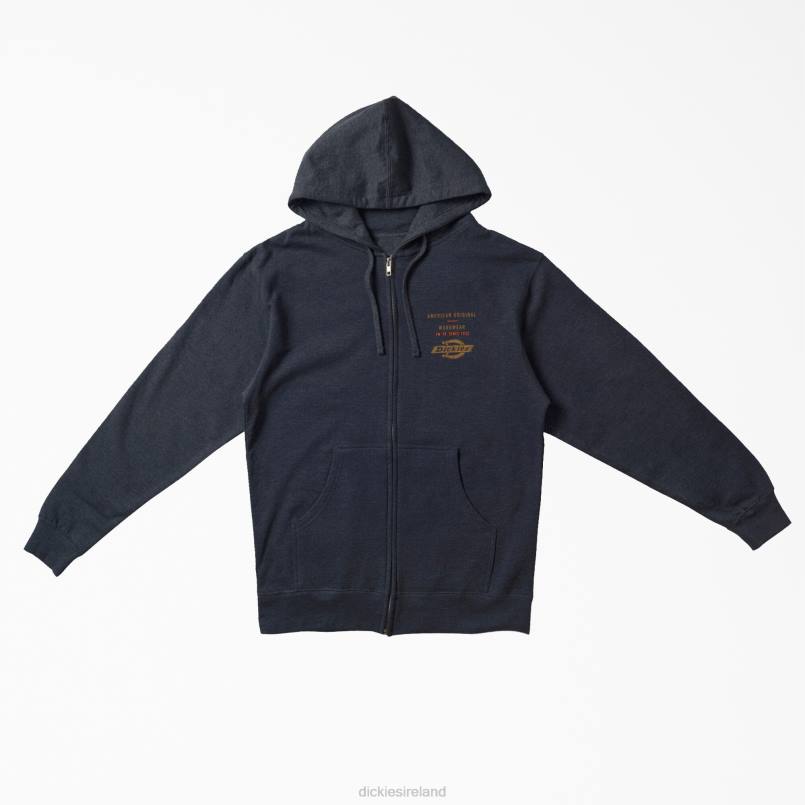 Dickies Men American Original Graphic Zip Hoodie Navy Blue (NV) N80J1175 Apparel