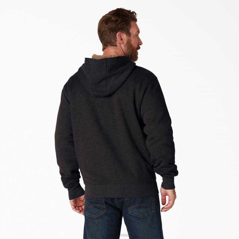 Dickies Men High Pile Fleece Lined Full Zip Hoodie Black (KBK) N80J1013 Apparel