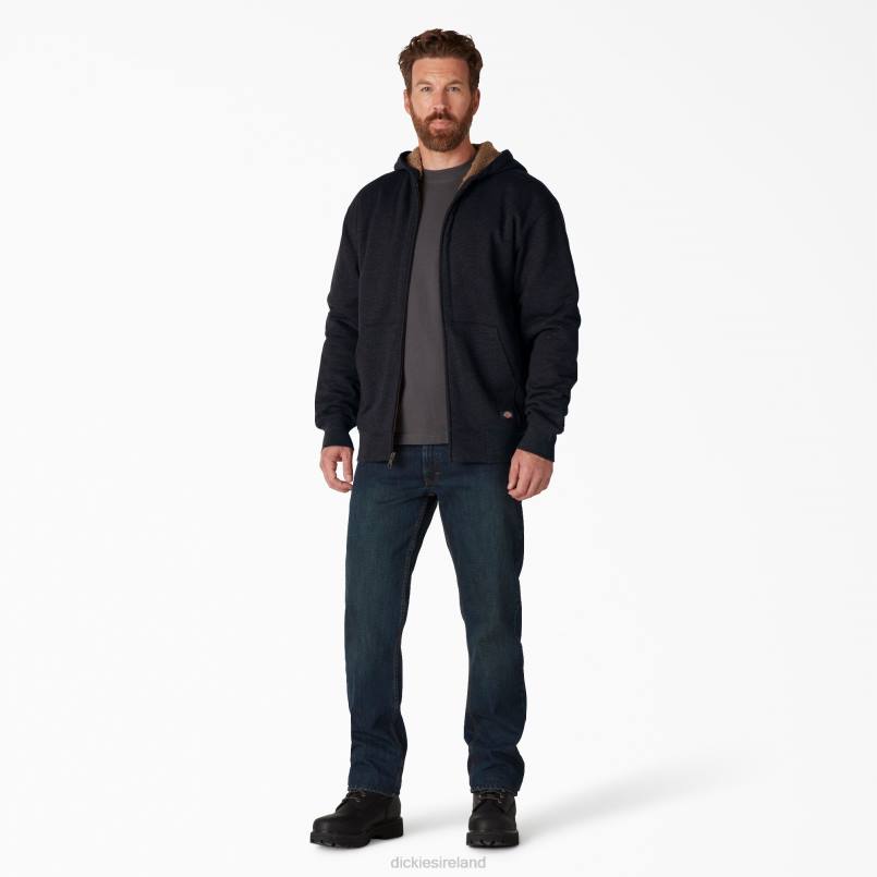 Dickies Men High Pile Fleece Lined Full Zip Hoodie Black (KBK) N80J1013 Apparel