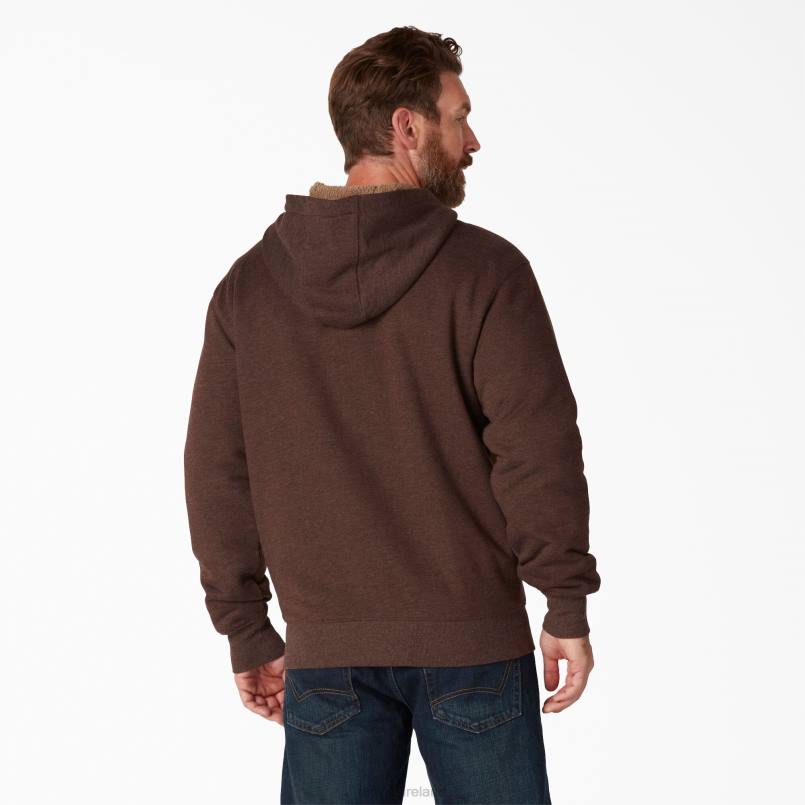 Dickies Men High Pile Fleece Lined Full Zip Hoodie Chocolate Heather (CTH) N80J1010 Apparel