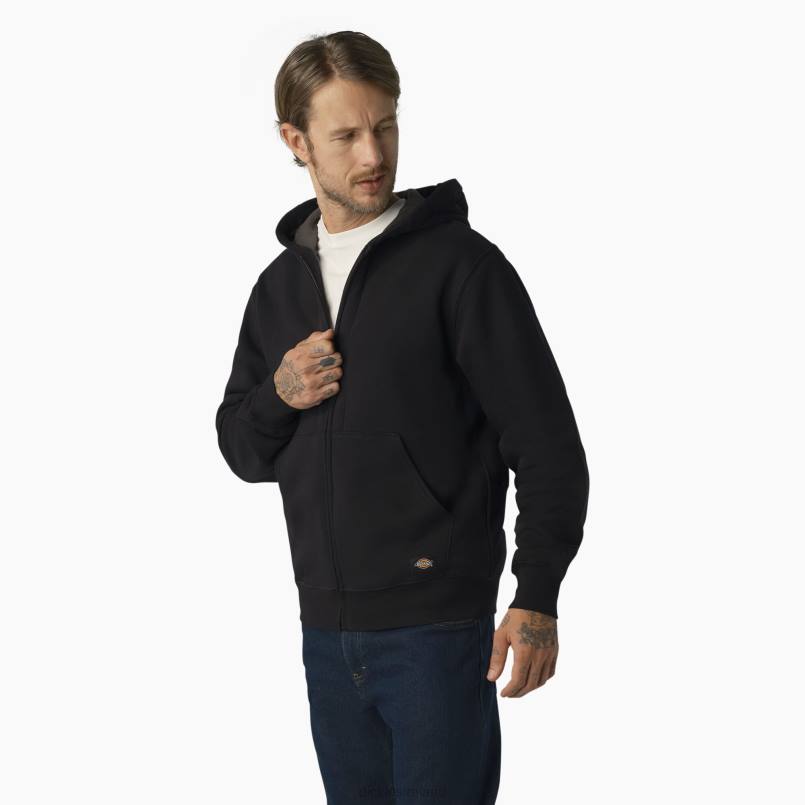 Dickies Men Thermal Lined Full-Zip Fleece Hoodie Black (KBK) N80J996 Apparel
