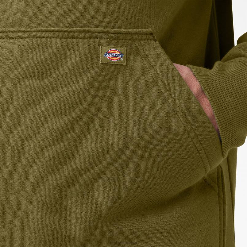 Dickies Men Water Repellent Logo Sleeve Hoodie Green Moss (G2M) N80J1037 Apparel