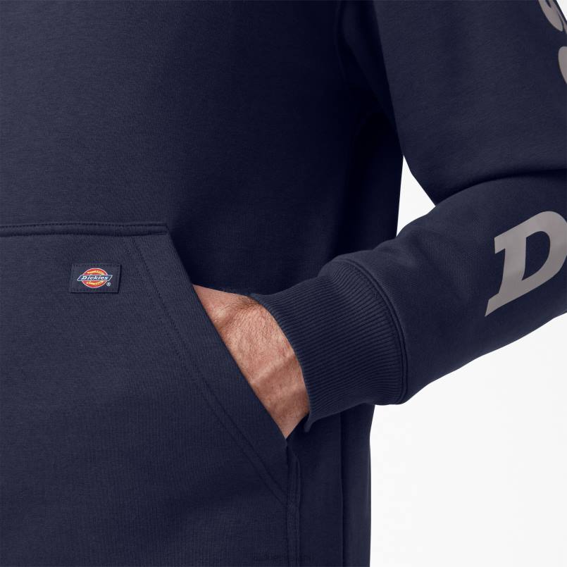 Dickies Men Water Repellent Logo Sleeve Hoodie Ink Navy (IK) N80J1039 Apparel