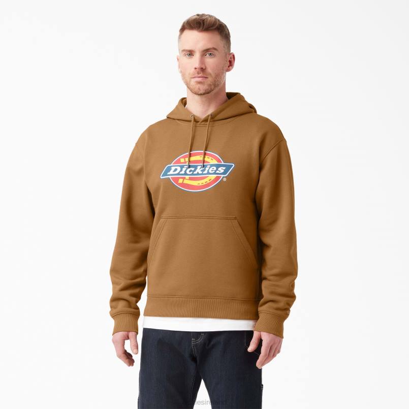 Dickies Men Water Repellent Tri-Color Logo Hoodie Brown Duck (BD) N80J1104 Apparel