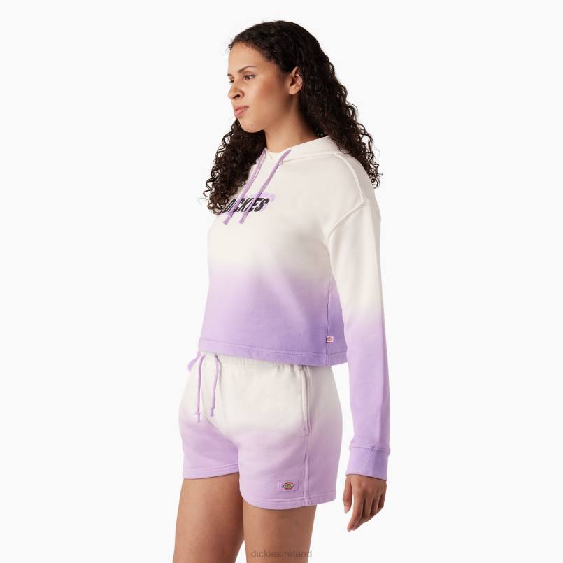 Dickies Women Cropped Ombre Hoodie Cloud/Purple Rose Dip Dye (CUD) N80J2335 Apparel