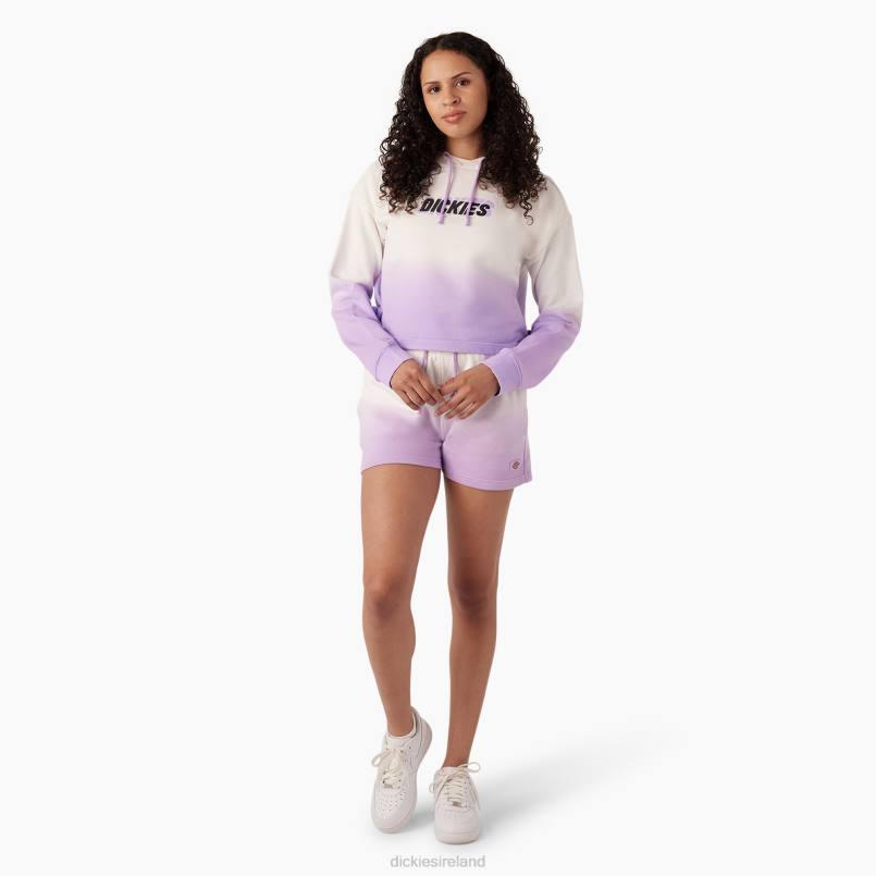 Dickies Women Cropped Ombre Hoodie Cloud/Purple Rose Dip Dye (CUD) N80J2335 Apparel