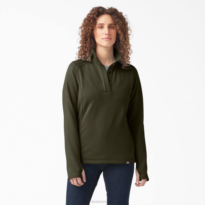 Dickies Women DuraTech Maverick Half-Snap Fleece Moss Green (MS) N80J2362 Apparel