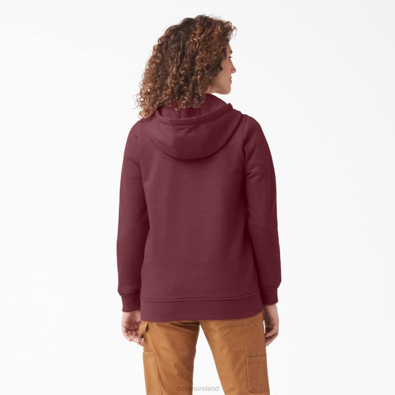 Dickies Women Heavyweight Full-Zip Fleece Hoodie Burgundy Heather (BYH) N80J2285 Apparel
