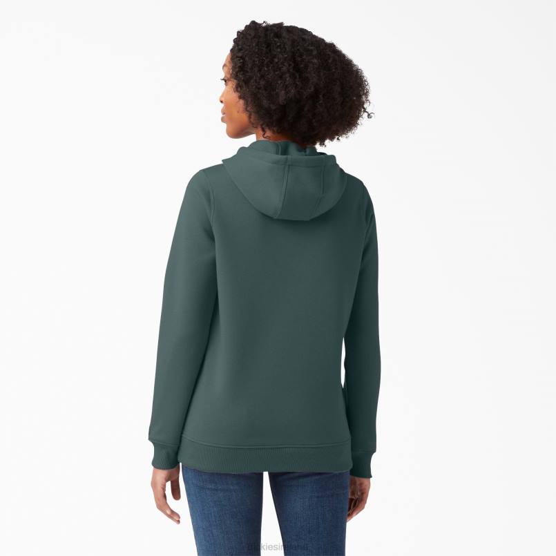 Dickies Women Heavyweight Logo Pullover Lincoln Green (LN) N80J2332 Apparel