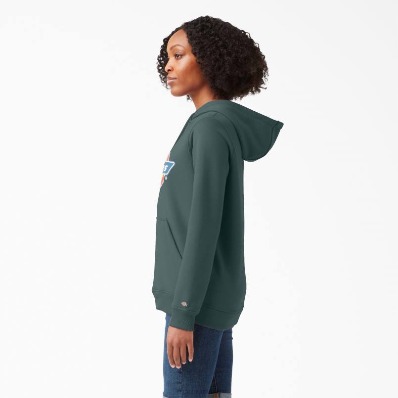 Dickies Women Heavyweight Logo Pullover Lincoln Green (LN) N80J2332 Apparel