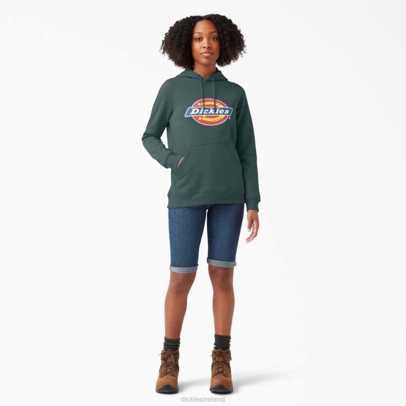 Dickies Women Heavyweight Logo Pullover Lincoln Green (LN) N80J2332 Apparel