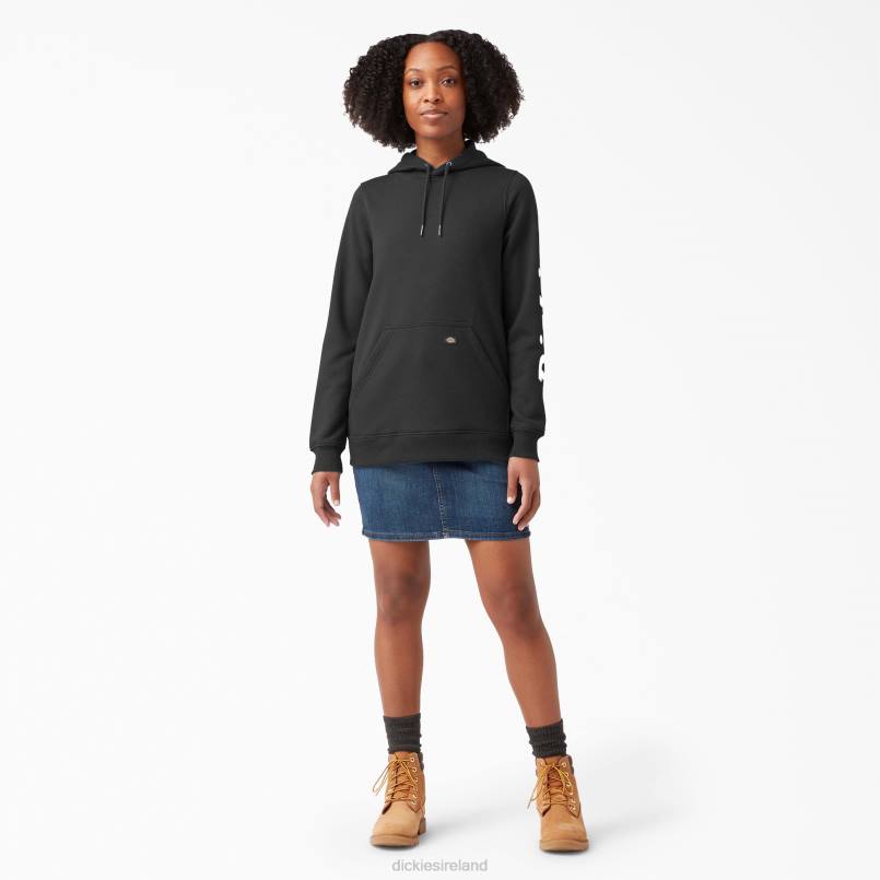 Dickies Women Heavyweight Logo Sleeve Pullover Black (KBK) N80J2307 Apparel