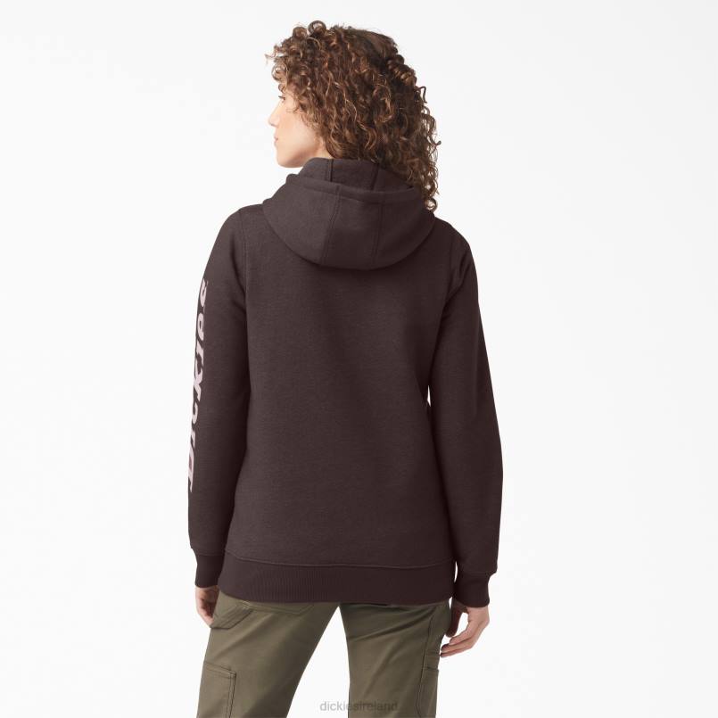 Dickies Women Heavyweight Logo Sleeve Pullover Chocolate Brown Heather (CBH) N80J2303 Apparel
