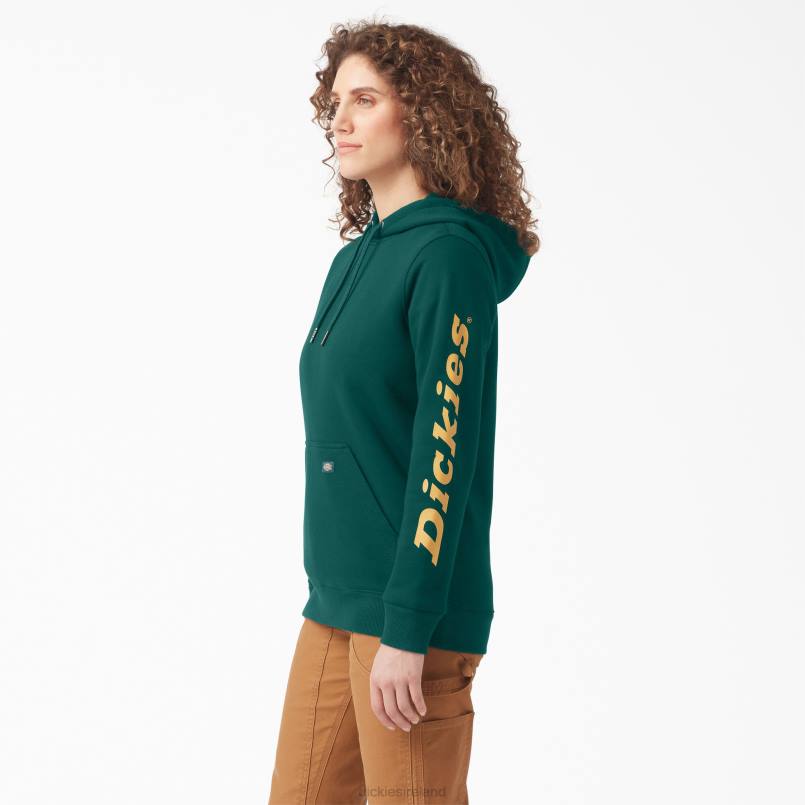 Dickies Women Heavyweight Logo Sleeve Pullover Forest Green (FT) N80J2305 Apparel