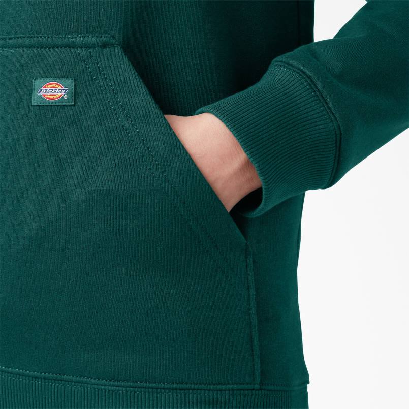 Dickies Women Heavyweight Logo Sleeve Pullover Forest Green (FT) N80J2305 Apparel