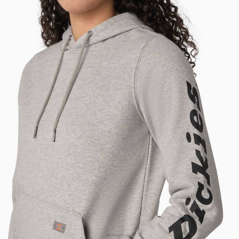 Dickies Women Heavyweight Logo Sleeve Pullover Heather Gray (HG) N80J2306 Apparel