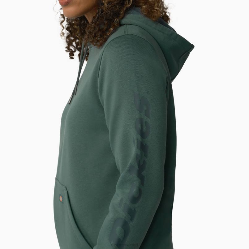 Dickies Women Heavyweight Logo Sleeve Pullover Lincoln Green (LN) N80J2309 Apparel