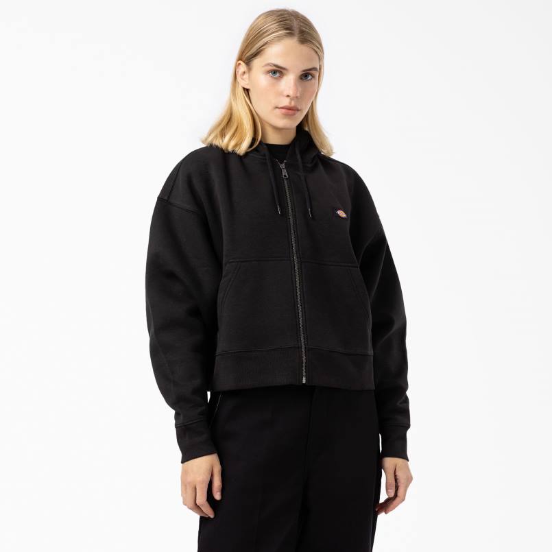 Dickies Women Oakport Zip Hoodie Black (KBK) N80J2318 Apparel