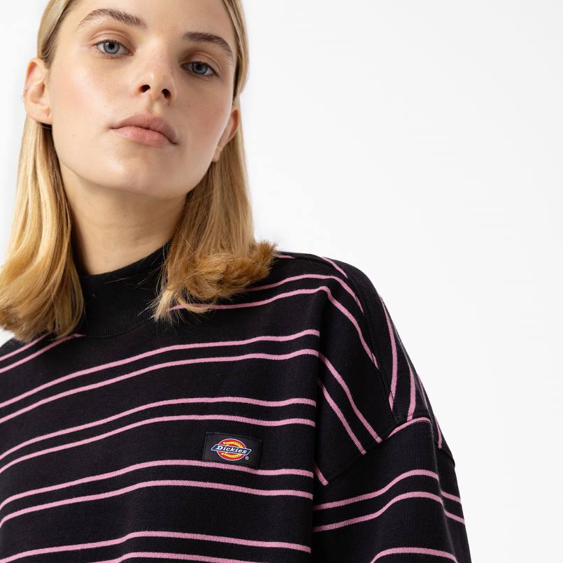 Dickies Women Westover Striped Sweatshirt Black Stripe (BKS) N80J2289 Apparel