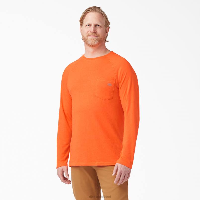 Dickies Men Cooling Long Sleeve T-Shirt Bright Orange (BOD) N80J615 Apparel