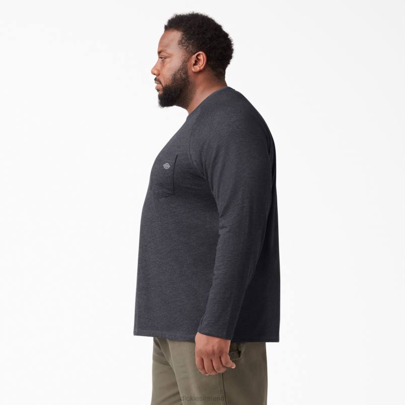 Dickies Men Cooling Long Sleeve T-Shirt Heather Black (KBH) N80J621 Apparel