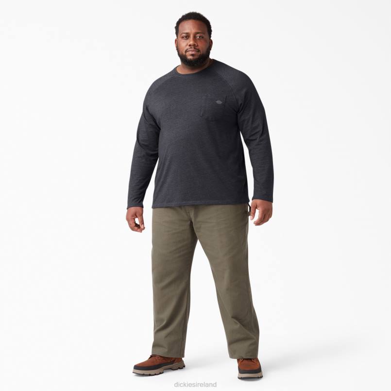 Dickies Men Cooling Long Sleeve T-Shirt Heather Black (KBH) N80J621 Apparel