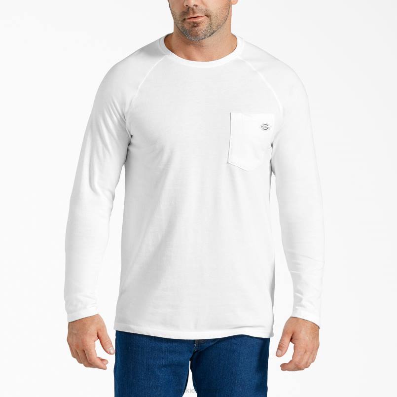 Dickies Men Cooling Long Sleeve T-Shirt White (WH) N80J622 Apparel