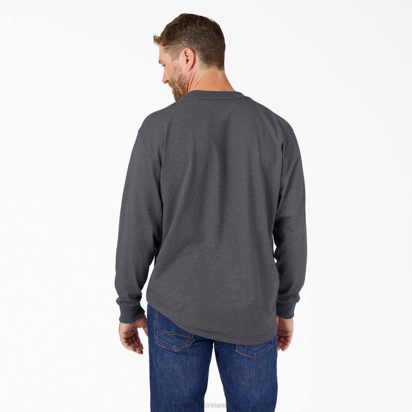 Dickies Men Long Sleeve Heathered Heavyweight T-Shirt Charcoal Gray Heather (CGH) N80J717 Apparel