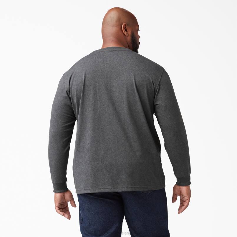 Dickies Men Long Sleeve Heathered Heavyweight T-Shirt Charcoal Gray Heather (CGH) N80J717 Apparel
