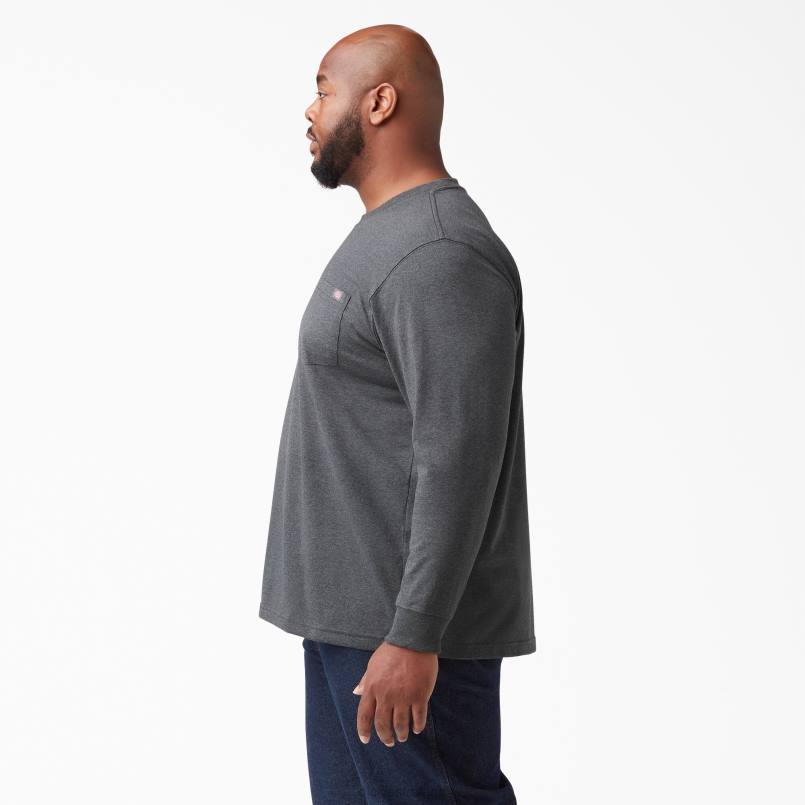 Dickies Men Long Sleeve Heathered Heavyweight T-Shirt Charcoal Gray Heather (CGH) N80J717 Apparel