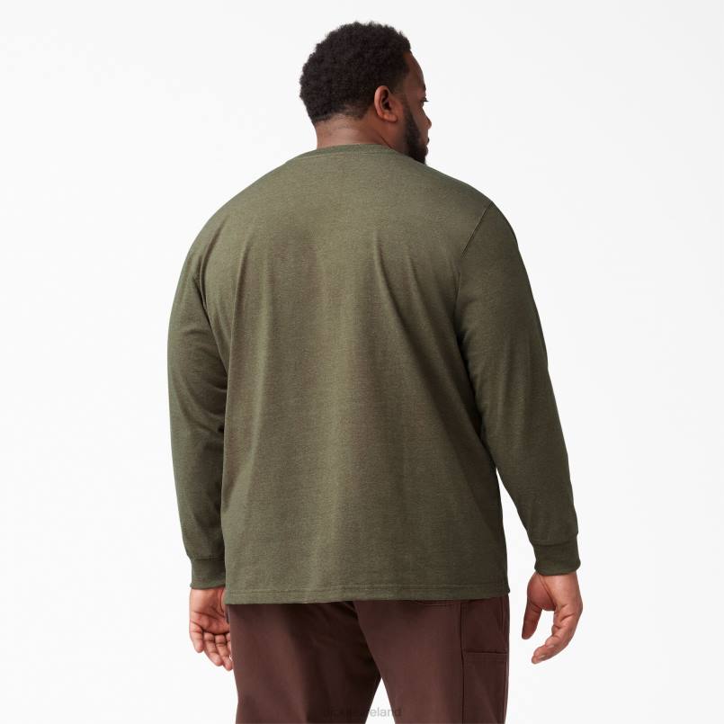 Dickies Men Long Sleeve Heathered Heavyweight T-Shirt Military Green Heather (MLD) N80J719 Apparel