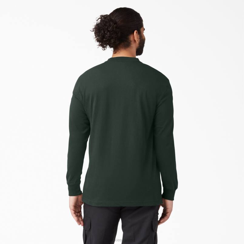Dickies Men Long Sleeve Heavyweight Henley T-Shirt Hunter Green (GH) N80J697 Apparel