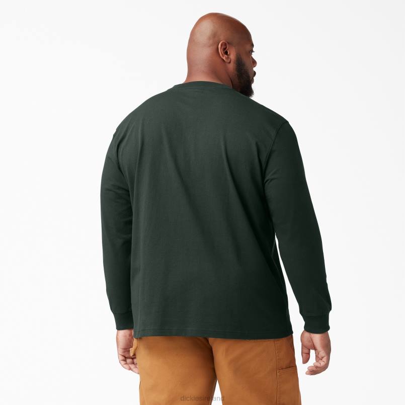 Dickies Men Long Sleeve Heavyweight Henley T-Shirt Hunter Green (GH) N80J697 Apparel