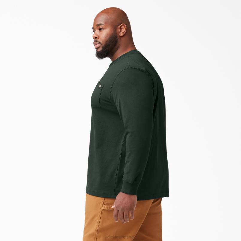 Dickies Men Long Sleeve Heavyweight Henley T-Shirt Hunter Green (GH) N80J697 Apparel